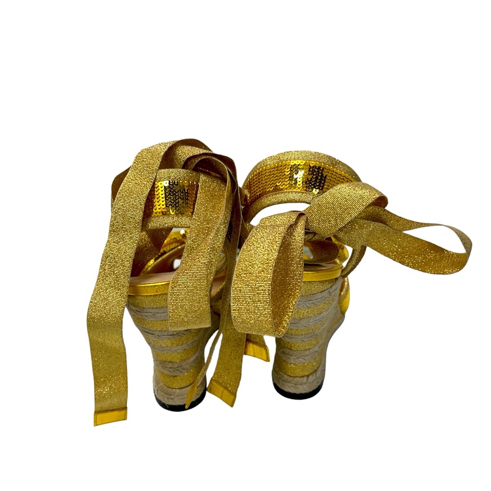Gucci Bow Sequin Espadrilles Gold - image 6